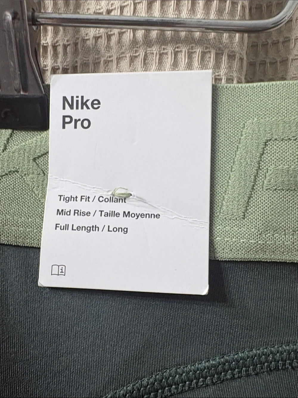 Nike Girls' Dark Teal Leggings with Light Green Waistband